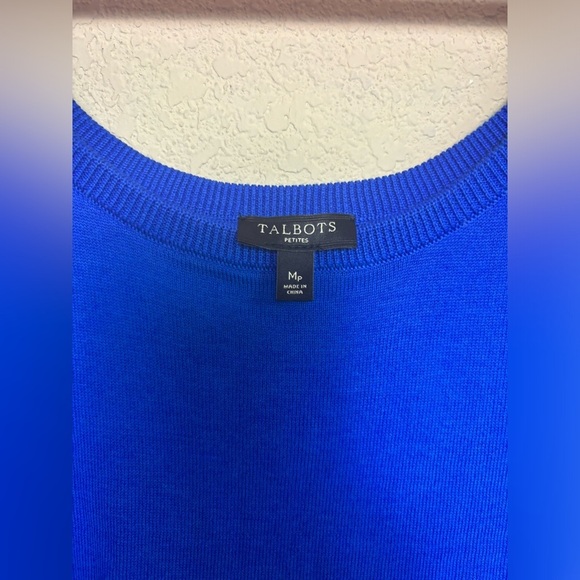 Talbots Royal Blue Classic Twinset Half Sleeve Cardigan and Shell Knit Tank M - Picture 8 of 10